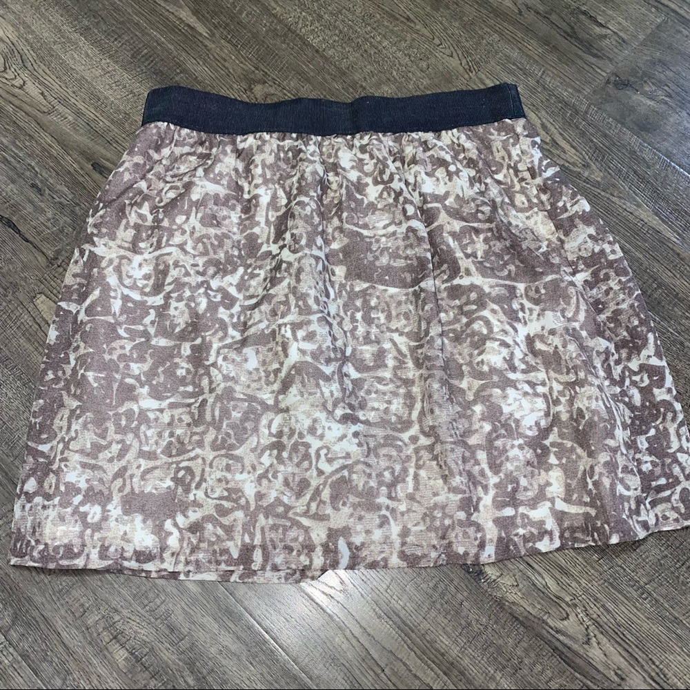 Ann Taylor Loft Brown Cream Full Skirt Knee Length Women's Medium